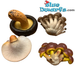 4 Realistische Paddenstoelen - Smurfen Decoratieproduct - Smurf Niet Inbegrepen +/- 5 cm