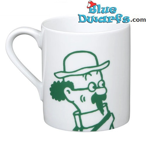 Mug Professor Calculus - Friend of Tintin in silhouette - Green/White - 250ML
