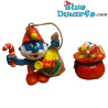 Mini bolsa de yute con regalos - Producto decorativo de los Pitufos - Pitufo no incluido - 4 cm