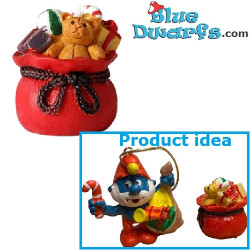 Mini sacchetto di juta con regali - Prodotto decorativo dei Puffi - Puffo non incluso - 4 cm