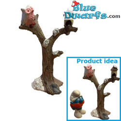 Mini Albero Innevato con Gufo - Prodotto Decorativo dei Puffi - Puffo Non Incluso - 8,5 cm