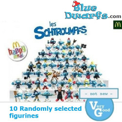 10 Smurfenfiguren - Willekeurig Geselecteerd - Happy Meal McDonald's - 7 cm - VG