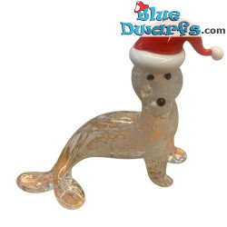 Sigillo con cappello di Babbo Natale - Figura di vetro - 7 cm