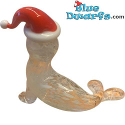 Foca con gorro de Papá Noel - Figura de cristal - 7 cm