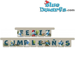 Schlumpf-Girlande Feliz cumpleaños - Die Schlümpfe Geburtstagsparty - 3 m