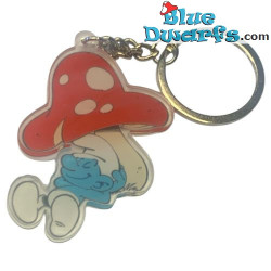 Lazy smurf under a Mushroom - The smurfs - metal keyring - 6cm