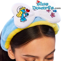 Pitufina con flores - Diadema para el cuidado de la piel - Felpa de coral suave y ajustable - Talla única