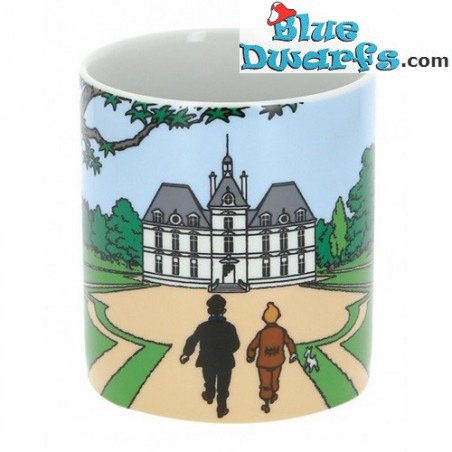 Taza de Tintín - Tintín, Milú con Haddock - Castillo de Moulinsart