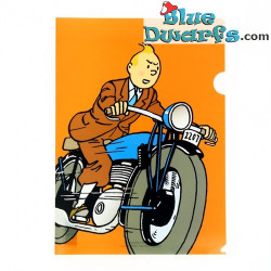 Tintin sur une moto - Pochette plastique A4 Tintin - Tintinimaginatio - 22 x 30 cm