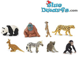Zoo Animals - 8 pieces - good luck mini figurines - 2,5 - 2 cm