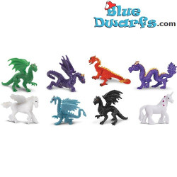 Draghi - Fantasy - Gomma morbida - Mini statuine porta fortuna - 8 pezzi - Safari - 2 - 2,5 cm