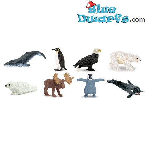 Animali Artico - Gomma morbida - Mini statuine porta fortuna - 8 pezzi - Safari - 2 - 2,5 cm