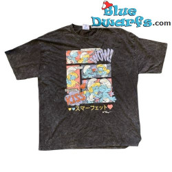 Schlumpf T-Shirt - Schwarz - Japanischer Comic-Stil - Größe M