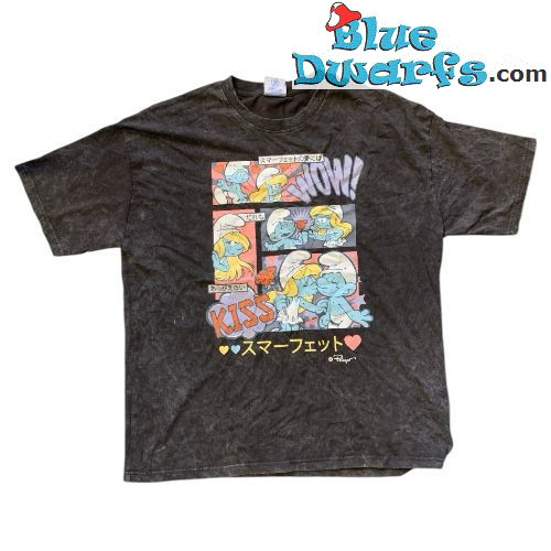 T-shirt Schtroumpf - Noir - Style manga japonais - Taille M