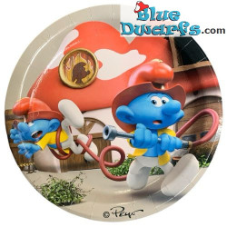 8 x Smurfen Brandweerman kartonnen borden - De Smurfen verjaardagsfeest - 23 cm