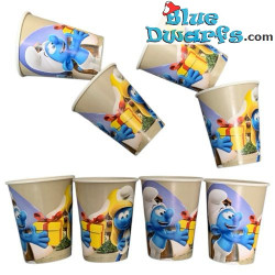 8 x Bicchieri di cartone dei Puffi - Festa di compleanno dei Puffi - 250 ml