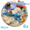 8 x Smurfen kartonnen borden - De Smurfen verjaardagsfeest - 18 cm cm