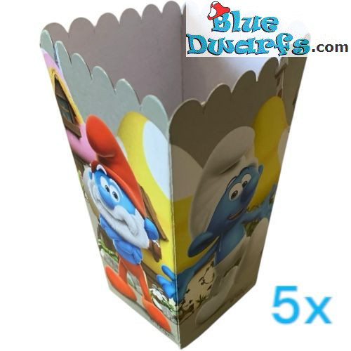 5 x Smurfen Feest Popcorn Doos - De Smurfen Verjaardagsfeest - 5x12x5 cm