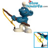 20101: Pêcheur Schtroumpf - Canne à pêche marron - Corde extra jaune - Schleich - 5,5cm