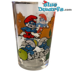 Vaso de los Pitufos - Los Pitufos - Modelo vintage - Papá Pitufo, 2 Pitufos y una manzana
