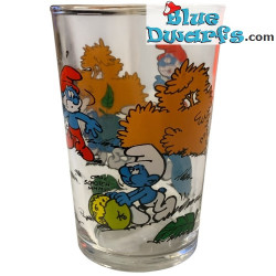Bicchiere dei Puffi - I Puffi - Modello vintage - Grande Puffo, 2 Puffi e una mela