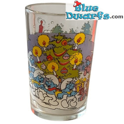 Smurfs glass - The Smurfs - Vintage model - Smurfs and Christmas tree