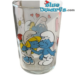 Vaso de los Pitufos - Los Pitufos - Modelo vintage - Pitufina besa a Pitufo