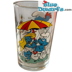 Smurfs glass - The Smurfs - Vintage model - Autumn leaves and umbrella