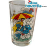 Verre Schtroumpfs - Les Schtroumpfs - Modèle vintage - Feuilles d'automne et parapluie