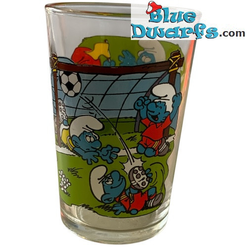 Vaso de los Pitufos - Los Pitufos - Modelo vintage - El gol y el árbitro asistente