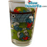 Smurfen glas - De smurfen - Vintage model - Het doelpunt en de grensrechter