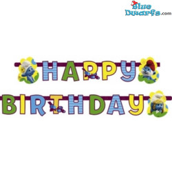 Smurfs Garland Happy Birthday - Vanity Smurf - The smurfs Birthday Party  - 1,8 m