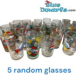 5x Willekeurig Geselecteerde Smurfen Glazen - De smurfen - Vintage model