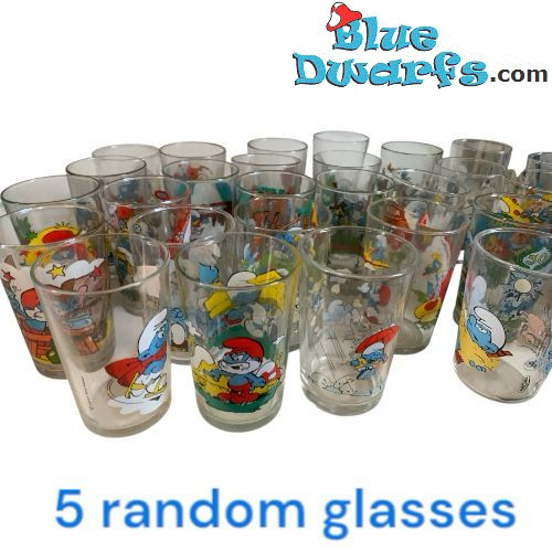 5x Bicchieri dei Puffi Selezionati Casualmente - I Puffi - Modello vintage