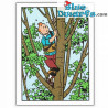 Tintín en el árbol - Doble postal de Tintín - 12,5x17,5cm