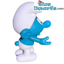 Pitufo azul/blanco 20 cm – Soft Touch (flocado) – Figura Global Smurfday de vinilo – con cabeza y brazos móviles