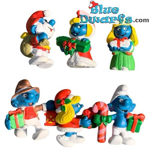 Set di gioco Puffi di Natale Schleich (6 pezzi) – Puffo Babbo Natale & Puffetta