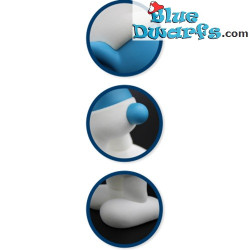 Blauw/Witte Smurf 20 cm – Soft Touch (Geflockt) – Vinyl Global Smurfday figuur – met beweegbaar hoofd en armpjes