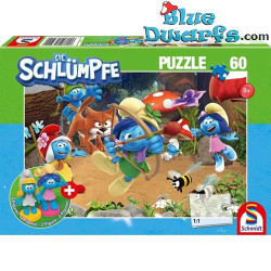 Puzzle Schtroumpf avec Figurines de Schtroumpfs - Azrael dans la Maison Schtroumpf - Schmidt - 60 Pièces