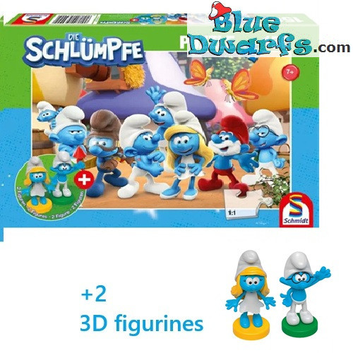 Rompecabezas de los Pitufos con Figuras de Pitufos - Amigos pitufos - Schmidt - 150 Piezas