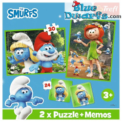 2 Puzzles Schtroumpfs et Jeu de mémoire - Les Schtroumpfs s'amusent - 30, 48, 24 pièces