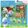 2 Smurfenpuzzels en Memoryspel - Smurfen hebben plezier - 30, 48, 24 stukjes