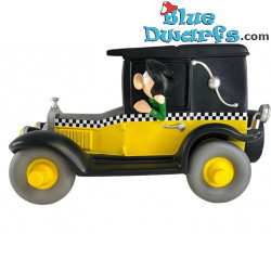 Gaston Lagaffe en su coche Taxi Fiat 509 - Figura hucha - Plastoy - 15 cm
