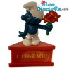 20040: Lolsmurf met bloem - I Love You - (sokkel) - Schleich - 5,5cm