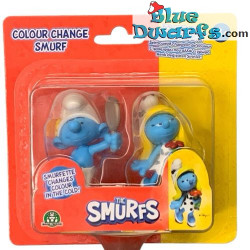 Pufetta e Puffo Vanitoso figurina - Pufetta cambia colore al freddo - Giochi Preziosi - 5 cm
