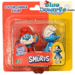 Grand Schtroumpf et du Schtroumpf Grognon figurines - Il change de couleur au froid - Giochi Preziosi - 5cm