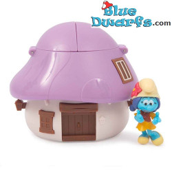Maison Champignon Violette des Schtroumpfs avec Bouton d'or schtroumpfette – Giochi Preziosi – 7,5 cm