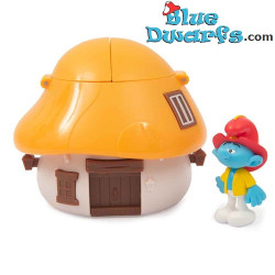 Maison Champignon Orange des Schtroumpfs avec Figurine du Schtroumpf Pompier – Giochi Preziosi – 7,5 cm