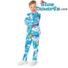 Smurfen jongenskostuum met stropdas - Blauw - Opposuits - Maat 6/116