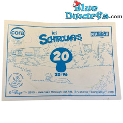 5x Schlumpf Aufkleber - Les schtroumpfs - Match / Cora - 2013 (+/- 6,5 x 5cm)